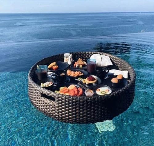 LULUMAIC Swimming Pool Float Tray, Floating Disc on Water Surface, Multi-Function Floating Breakfast Tray, Floating Food Plate for Parties