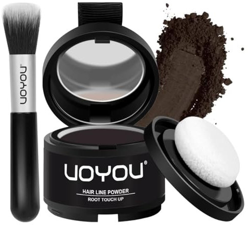 Root Touch Up Powder, Instantly Conceals Hair Loss & Gray Roots, Water & Sweat Resistant, Men & Women's Thinning Hair Solution, Includes Brush (Dark Brown)