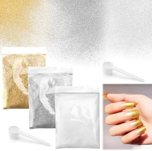 60g Glitzer zum Basteln Glitzerpulver Fein Weihnachten Basteln Kerzen Glitter Pulver Glitzer Glitzerpuder für Nägel Gesicht Makeup Kartenbasteln Handwerk Nagelkunst Gold Silber Weiß