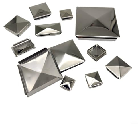 Fauhapyway Lot de 10 capuchons pyramidaux en acier inoxydable galvanisé pour poteaux carrés, décoration de colonne, chapeau, clôture, argenté (10 pièces, 100 mm)