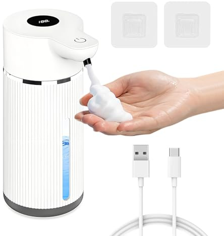NXPUXP Dispenser Sapone Automatico,420 ML USB Ricaricabile Dosatore Sapone Schiuma,con Sensore di Movimento Infrarossi,Impermeabile IPX5,Adatto per Cucina,Bagno(V2)
