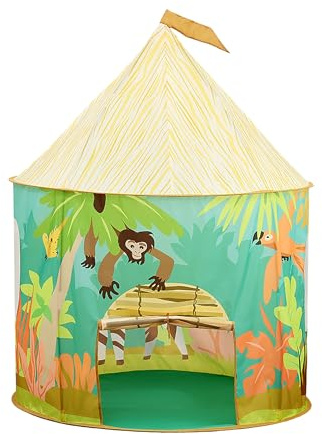 Relaxdays Tienda de campaña Jungle para niños, Plegable, Colorida, 125 x 105 x 105 cm