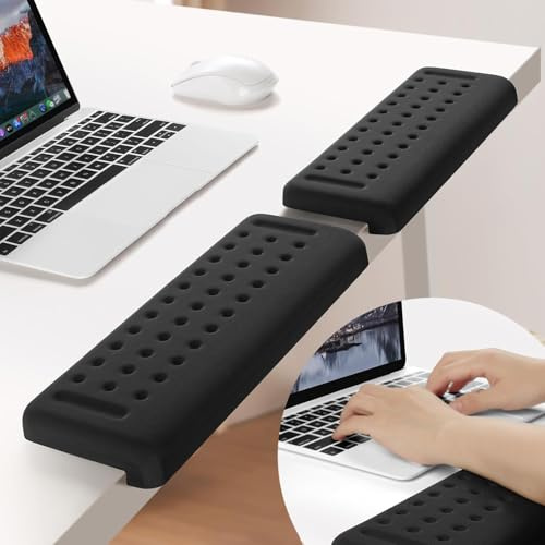 Fleymu Uppsättning av 2 minnesskum, handledsstöd och armbågsstöd, ergonomisk L-formad armstöd, avtagbar för skrivbordskant, 300 mm lång och 20 mm tjock, för bordskant på kontoret och hemma