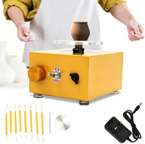 Mini elektrisk keramikhjul, elektriskt lerhjul for bordsskivor, kompakt keramikmaskin for gör-det-själv-konst och hantverk, keramiktillverkning, professionell studio