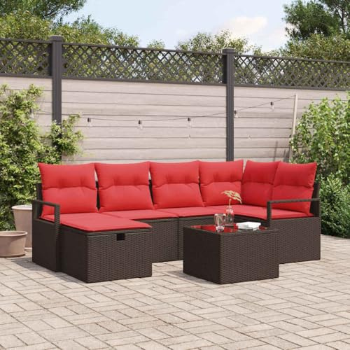 GeenYuu Ensemble canapé de Jardin modulable en polyrotin avec Coussin, mobilier extérieur léger résistant aux UV pour terrasse Balcon Patio, Table Basse et Banquette d'angle pour détente Repas