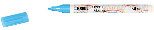KREUL 90667 - Textil Marker fine, hellblau, mit unempfindlicher Faserspitze, Strichstärke circa 1 bis 2 mm, Stoffmalstift für helle Stoffe und Textilien, waschecht nach Fixierung