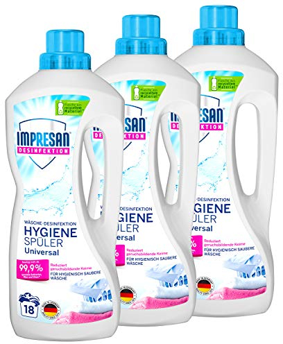 Impresan Hygiene-Spüler Universal: Wäsche-Desinfektion – Desinfektionsspüler gegen Bakterien, Pilze, Viren - 3 x 1,5L im praktischen Vorteilspack