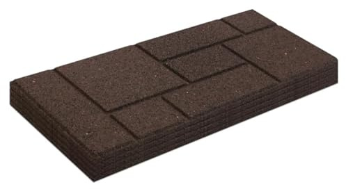 Garden Central 4-Pack 24”x10” Fake Cobblestone Rubber Stair Treads, Rectangular, Brown – Reversible Non-Slip Faux Stepping Stones for Landscaping Pathways – DIY Decor for Indoor & Outdoor Steps