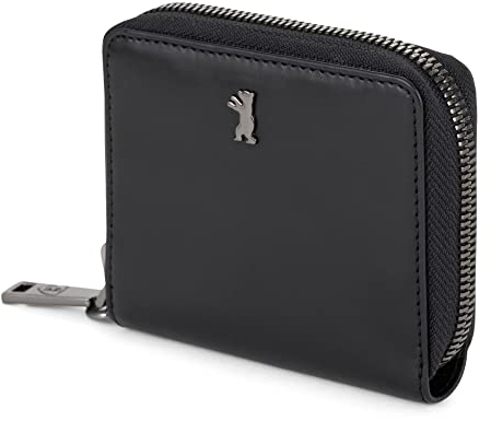 Berliner Bags Premium Portafoglio in Pelle Geneva, Portafoglio con Cerniera RFID para Uomo, Donna - Nero