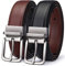 BULLIANT Ledergürtel Herren, Wendegürtel Herren Leder 31mm für Business Anzug und Jeans Gürtel,Ein Gürtel Wendbar Zwei Farben(Schwarz/Hellbraun,145cm/50-52 taille verstellbar)