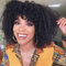Afro Kinky Curly Human Hair Wig Mit Pony für Frauen - Glueless, 180% Dichte, Kleine Locken, 12 Zoll - Für Schwarze Frauen