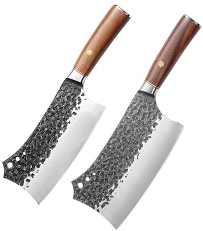 FBITE Cuchillo de carnicero de acero inoxidable 5CR15MOV, cuchillo de cocina chino, herramientas de cocina for Chef con mango de madera