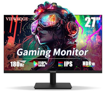 Viewedge Gaming Monitor 27 inch 180hz (Supports 144hz/165hz) 1ms, 110% sRGB with HDR 10 | 1080p IPS Screen, DP HDMI, Built-in Speakers, Support Freesync and Wall Mount