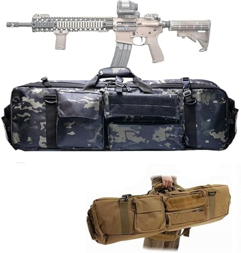 Bolsa Táctica Doble Larga para Rifle, Outdoor Bolsa De Pistola De Fusil M249 De 39 Pulgadas, Funda De Transporte CS Caza Tiro Paintball con Correa De Hombro Portátil F
