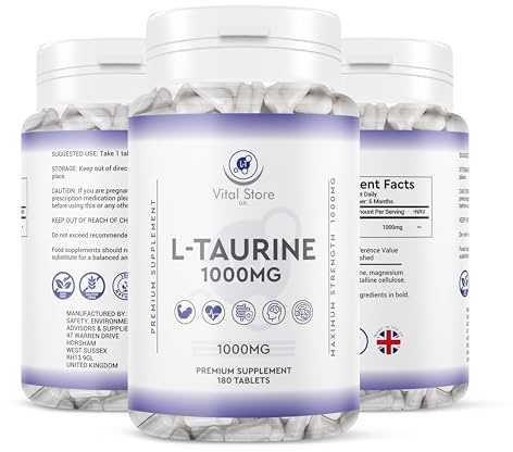 L-Taurine 1000mg Vegan Tablets - 6 Months Supply - Vegan Taurine Supplement