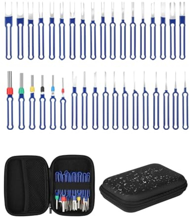 Wjelet 37 PCS Terminal Removal Tool Kit, Depinning Tool Kit,Pin Removal Tool, Universal Pin Extractor and Depinning Tools Set for Electrical Wire Connectors with Protective Bag