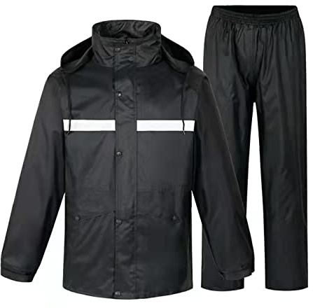 Raopuzi Chubasquero Hombre, Chubasquero Moto Hombre Poncho Impermeable, Traje de Agua Completo, Plegable Y Ligero, 2 Piezas Conjunto Impermeable de Trabajo, Reflectante