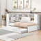 AYOROF Plattformbett mit Ausziehbett 90x200cm(90x190cm), Daybett, Schlafsofa Tagesbett mit Staufach und USB, Daybett Kinderbett Einzelbett, Lattenrost aus Holz, Ohne Matratze (Weiß)