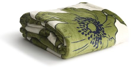Vera Bradley Women's Fleece Plush Throw Blanket, Scattered Anemones Seedpearl, One Size