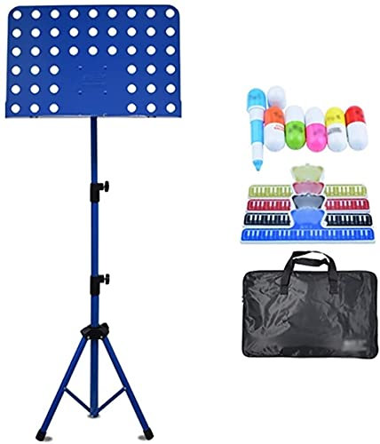 Professioneller Orchesterpult für Violine und Gitarre, höhenverstellbar, Stativ mit Notenzubehör, Blau