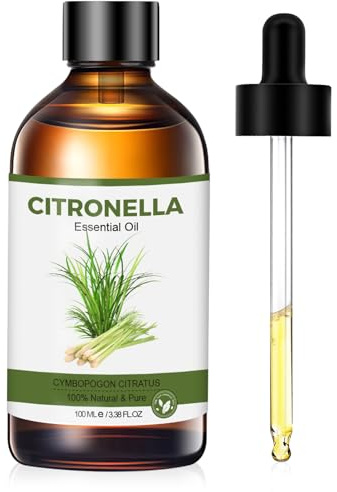 Huile essentielle de citronnelle 100 ml, Pure Huile de citronnelle parfumée | Essentielle de Citronnelle pour diffuseur, humidificateur, DIY, massage, fabrication de savon, bougies, cadeaux pour femmes
