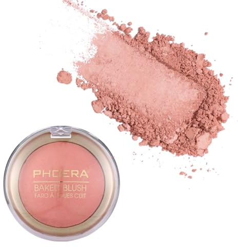 Phoera Baked Powder Blush – reich pigmentiertes & aufbaubares, mehrfarbiges Mineral-Rouge für einen jugendlichen Glanz, Satin- und schimmernde Farbtöne, erhältlich in 6 Farbtönen (203 ätherisch