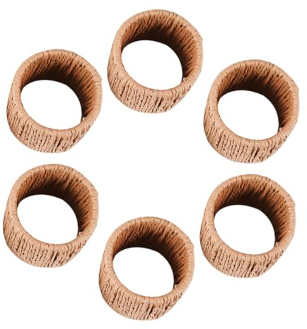 EPIGEIST Anillos de Servilleta Tejidos a Mano 6 Pcs, Servilleteros Decorativos de Fibra Vegetal, Estilo Vintage, para Mesa de Comedor y Banquetes, Uso en Hogar, Hotel y Restaurante