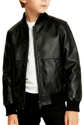 Yitla ﻿ Leather Jacket 50s Outfit For Boys,Kids Faux Leather Jacket Terminator Costume Ghost Rider Costume Jackets for Boys (US, Numeric, 6, Regular, Black)
