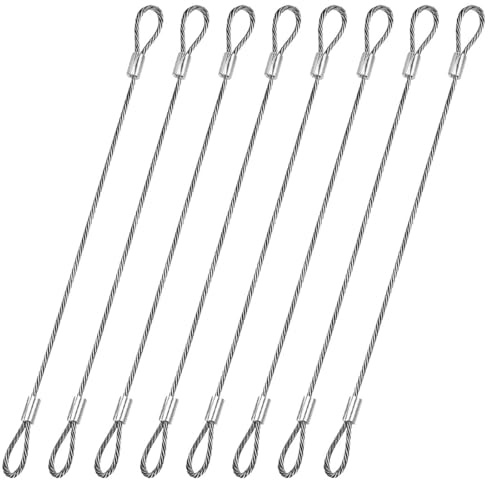 BDEPSTR 8 Pieces Stainless Steel Safety Cable Wire Rope with Eyelets Short Safety Cable for Bicycle Locks Hanging Photo Light Door Locks