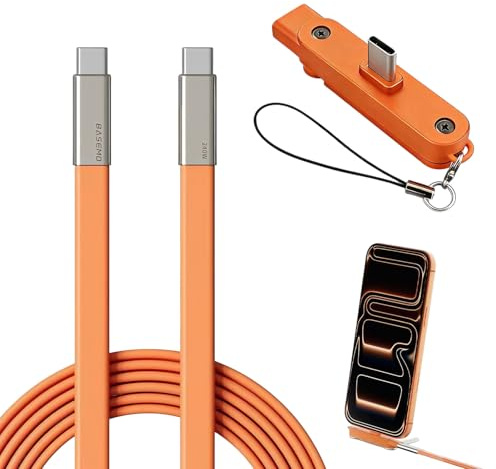 240W Fast Charging Adapter with 360° Foldable Phone Stand, 2 In 1 Detachable Sideways Flat Phone Charger for Smartphones Tablets Laptops and Gaming Devices (Orange)