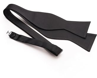 THE SAVILE ROW COMPANY LONDON Men's 100% Silk Black Self Bow Tie