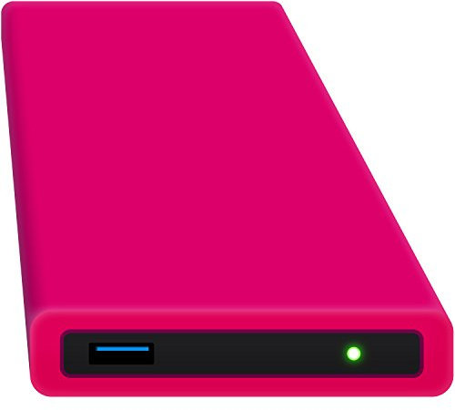 HipDisk RP Externes USB 3.0 Gehäuse aus Aluminium mit austauschbarer Silikon-Schutzhülle für 2,5 Zoll Festplatten SATA HDD und SSD stoßfest wasserabweisend rosa-pink