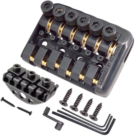 JD Moon Steg und Mechaniken für sechssaitige Headless-Gitarren, schwarz