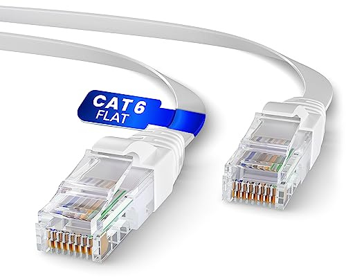 Mr. Tronic Flat Cat 6 Ethernet Cable 20m, High-Speed LAN Ethernet Network Cable with RJ45 Connectors, 20m Cat6 Internet 1 Gbps, ADSL AWG24 Patch, UTP CCA (20 Meters, White)