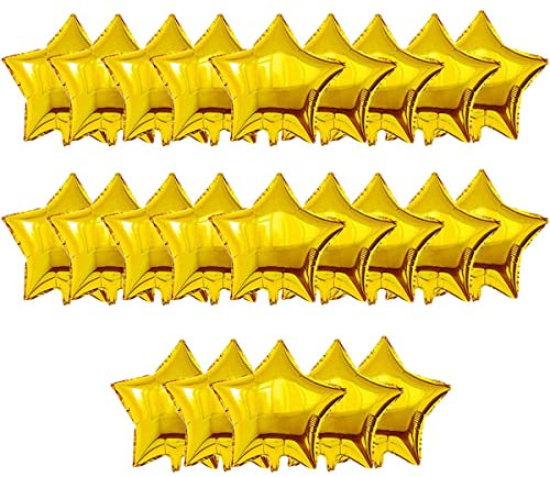 Foil Helium Ballons en Étoile, 25 Pièces, 18 Pouces Gonflables en Forme d'Étoile pour Anniversaire, Mariage, Douche de bébé, Or