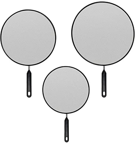 Paraspruzzi da 3 pezzi, Coprischizzi in acciaio inossidabile con manico per padella 19 cm 25 cm 29 cm Paraspruzzi da 3 pezzi, Paraschizzi in acciaio inossidabile