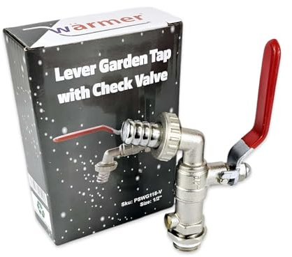 Wärmer System Robinet de jardin mural extérieur avec clapet anti-retour, robinet de jardin 1,27 cm, robinet de sortie double (robinet de jardin à levier 1/2)