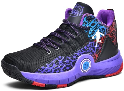 Kmrlofiy Chaussures de Basket-Ball pour Enfants Baskets Mode Garçon Antidérapantes Chaussures de Course Baskets et Chaussures de Sport pour Enfants Sneaker (BBA-R14, 34EU)