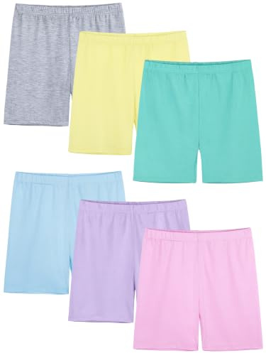 FEOEOR 6 Pack Girls Bike Shorts Cartwheel Toddler Biker Under Dress Dance Multi-Color Kids Shorts Girls Clothes Mixed Color B 5-6Y
