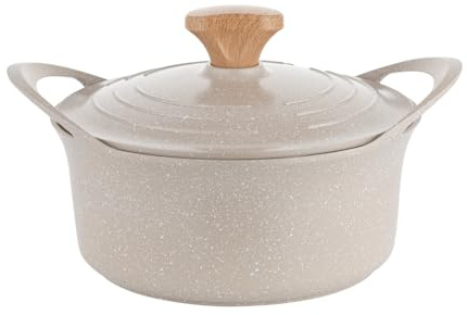 FLORINA Aluminiumkastrull OSLO 4,3 l 24 cm Diameter I Keramisk Non-Stick Beläggning I Ergonomiskt Softgrip-Handtag I Värmetålig | Kastrull lämplig för Induktions-, Gas- och Elektriskaspisar