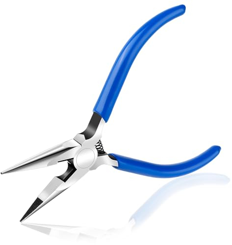 Dimeho Alicates de Punta Larga y Fina para Joyería, Con Dientes para Hornear, Cortador de Alambre, Redondos y de Teléfono - para Joyas, Collares y Manualidades