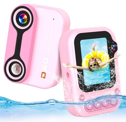 Macchina Fotografica Subacquea per Bambini, 12MP Selfie Fotocamera Impermeabile per Bambini 1080P Videocamera Subacquea 3M/10FT Waterproof Camera per Bambino Bambine 5 6 7 8 Anni con Scheda SD 32GB