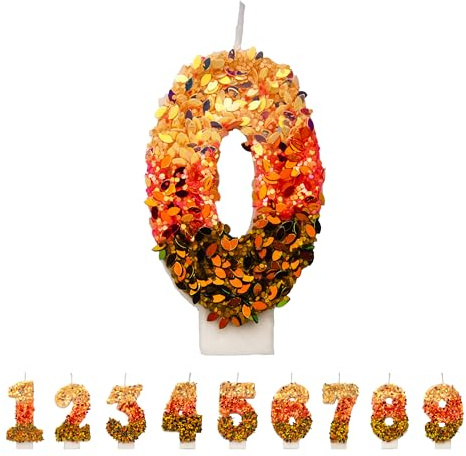 Velas de cumpleaños de lentejuelas, con el número 0, 3D multicolor, velas de cumpleaños para tartas, hechas a mano, purpurina brillante, decoración para tartas de cumpleaños, perfectas para fiestas de