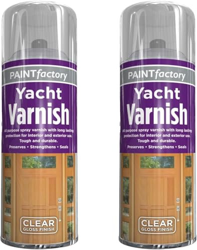 GSV Essentials Clear Gloss Yacht Varnish Spray Paint, All Purpose Spray Varnish Spray Paint, Long Lasting Protection for Interior & Exterior Use, Tough & Durable, 250ml (2 PCS)