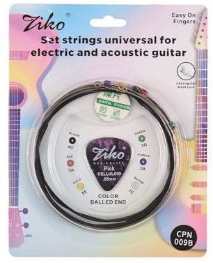 YIWEOG 1 Satz mit 6 Gitarrensaiten. Elektrische und akustische Gitarrensaiten. Ersatz-Stahlsaitengitarren-Zubehörset für universelle elektrische und akustische Gitarren. Anfänger, Gitarristen, Künstle