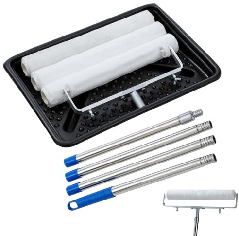 TOPWAY Set Grande Rullo per Vernice da 45,7 cm - Telaio Regolabile in Alluminio + 3 Rulli per Vernice + Manico Estensibile Rimovibile da 1,6M + Vassoio Grande per Vernice - Kit Completo per Pittura di