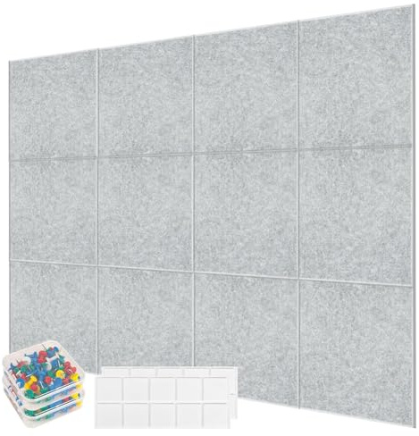 Stor filt anslagstavla 120 x 90 cm, 12 stycken 30 x 30 cm väggplattor i filt med 90 anslagstavlor och 60 självhäftande betabs, filtbräda, korkbrädor, memo brädor, dekorativ anslagstavla för kontor