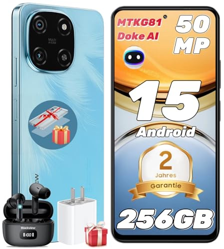 Blackview Color 6 Telephone Portable Pas Cher 24Go+256Go/2To TF Doke AI,50MP+13MP, Android 15 Smartphone Pas Cher Octa Core Helio G81, 6,67 90Hz, 5000mAh, Téléphone Portable Double SIM/OTG/Fingerprin