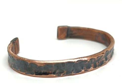 Genérico Pulsera hombre, Pulsera de Cobre Martillado, Estilo vikingo rústico, 100% Cobre Puro, Regalo para séptimo Aniversario, Brazalete de cobre, Joyeria para Artritis (18cm - M)