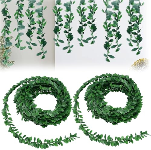 Artificial Ivy Garland, 2 Pack Fake Vines Leaves Decoration, 7.5FT Green Artificial Vines for Home Decoration, UV Resistant Fake Ivy Garland for Indoor Outdoor Wall Party Wedding Decor